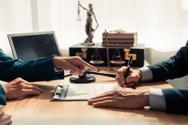 Estate planning documents with legal professional